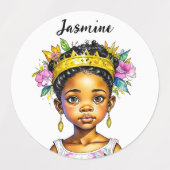 Gepersonaliseerde kleine meisje prinses van kleur labels (Design 1)