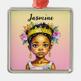 Gepersonaliseerde kleine meisje prinses van kleur metalen ornament