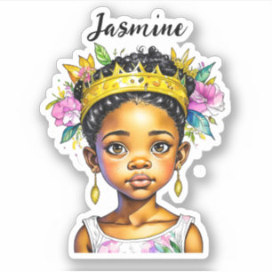 Gepersonaliseerde kleine meisje prinses van kleur sticker