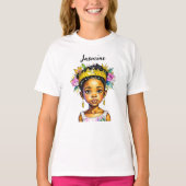 Gepersonaliseerde kleine meisje prinses van kleur t-shirt (Voorkant)