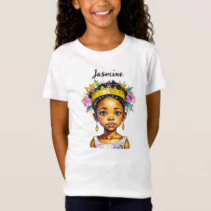 Gepersonaliseerde kleine meisje prinses van kleur t-shirt