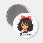 Gepersonaliseerde kleine meisje van kleur magneet (Voorkant / Achterkant)