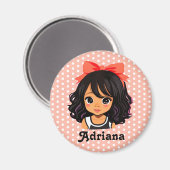 Gepersonaliseerde kleine meisje van kleur magneet (Voorkant / Achterkant)
