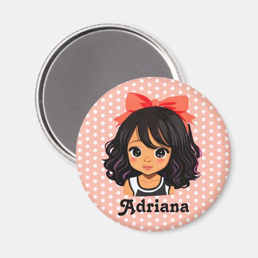 Gepersonaliseerde kleine meisje van kleur magneet (Voorkant / Achterkant)
