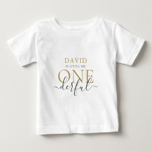 Gepersonaliseerde Kleine Mr ONEderful Baby T-Shirt (Voorkant)
