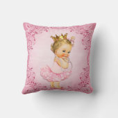 Gepersonaliseerde kleine prinses Ballerina Pink Kussen (Achterkant)