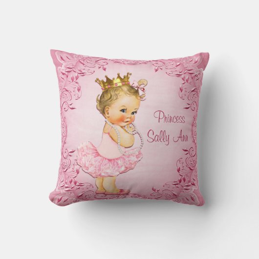 Gepersonaliseerde kleine prinses Ballerina Pink Kussen (Voorkant)