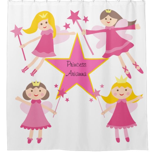 Gepersonaliseerde kleine prinses meisjes douchegor douchegordijn (Voorkant)