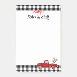 Gepersonaliseerde kleine rode vrachtwagen post-it® notes
