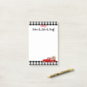 Gepersonaliseerde kleine rode vrachtwagen post-it® notes (Op bureau)