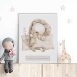 Gepersonaliseerde kleine slapen Beer kinderkamer Imitatie Canvas Print<br><div class="desc">Een schattig waterverf beschilderd beer met baby's naam eronder en geboortedatum. Een perfect kraamcadeau voor jongen of meisje. Faux canvas print.</div>