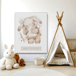 Gepersonaliseerde kleine slapende konijn kinderkam imitatie canvas print<br><div class="desc">Een schattig waterverf beschilderd slaapkonijntje met baby's naam eronder en geboortedatum. Een perfect kraamcadeau voor jongen of meisje. Faux canvas print.</div>