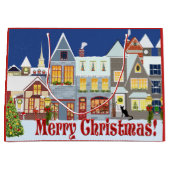 Gepersonaliseerde kleine stadscène kerst large cadeautasje (Voorkant)