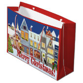 Gepersonaliseerde kleine stadscène kerst large cadeautasje (Voorkant Gekanteld)