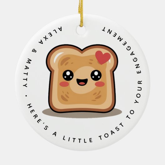 Gepersonaliseerde kleine toast op uw Verloving Gif Keramisch Ornament (Achterkant)