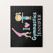 Gepersonaliseerde kleine turnster meisje, ik hou v legpuzzel (Verticaal)