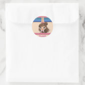 Gepersonaliseerde kleine turnster meisje, ik hou v ronde sticker (Tas)