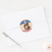 Gepersonaliseerde kleine turnster meisje, ik hou v ronde sticker (Envelop)