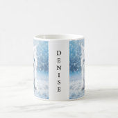 Gepersonaliseerde kleine witte kitten in sneeuw koffiemok (Center)