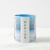 Gepersonaliseerde kleine witte kitten in sneeuw mok (Midden)