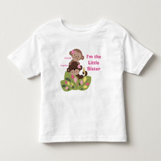 Gepersonaliseerde kleine zusje aap meisjes Kinder  Kinder Shirts (Voorkant)
