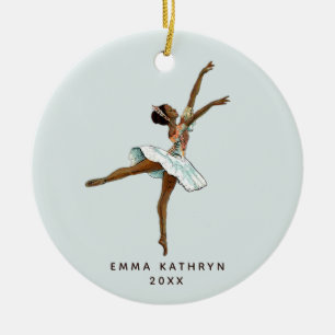 Gepersonaliseerde Kleine Zwarte Ballerina Nutkrake Keramisch Ornament