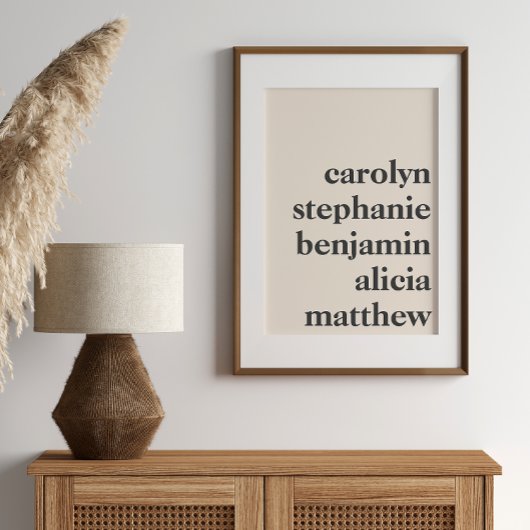 Gepersonaliseerde kleinkinderen Namen Crème en Zwa Poster