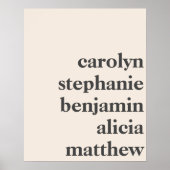 Gepersonaliseerde kleinkinderen Namen Crème en Zwa Poster (Voorkant)