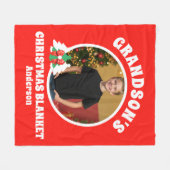 Gepersonaliseerde kleinzoon foto kerst fleece deken (Voorkant (Horizontaal))
