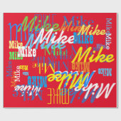 Gepersonaliseerde kleur jongens naam patroon cadeaupapier (Vlak)