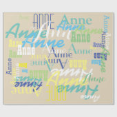 Gepersonaliseerde kleur kinder naampatroon op beig cadeaupapier (Vlak)