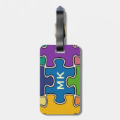 Gepersonaliseerde kleur puzzelstukken bagagelabel (Achterkant verticaal)