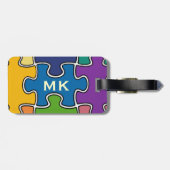 Gepersonaliseerde kleur puzzelstukken bagagelabel (Achterkant horizontaal)