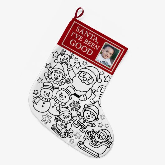 Gepersonaliseerde kleur uw eigen kerstkous grote kerstsok (Voorkant (Hangend))