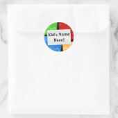 Gepersonaliseerde kleur vierkanten Kinder school n Ronde Sticker (Tas)