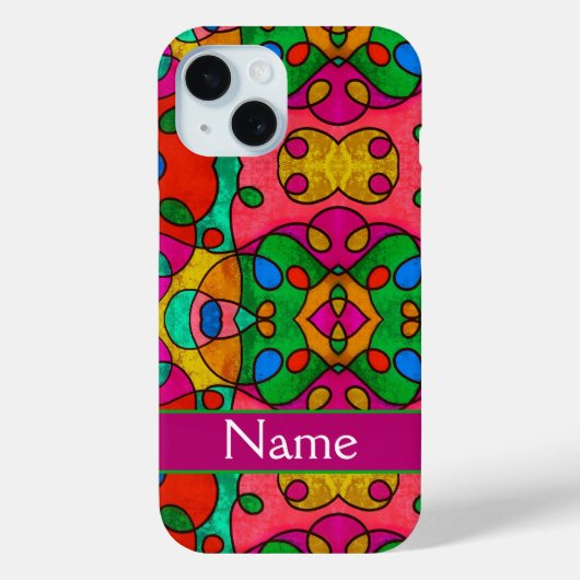 Gepersonaliseerde kleuren patroon met je naam Case-Mate iPhone case (Achterkant)