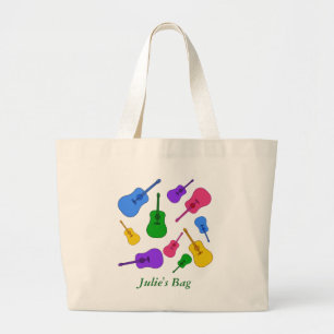 Gepersonaliseerde kleuren van gitaarkleuren grote tote bag