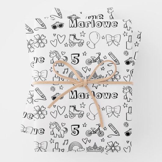 Gepersonaliseerde kleuren verjaardag regenbogen ee inpakpapier vel (In situ)