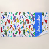 Gepersonaliseerde kleurige vliegtuigpatronen strandlaken (Voorkant)