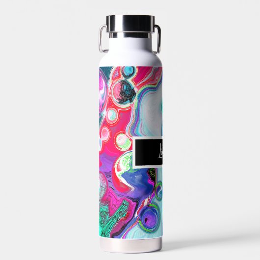 Gepersonaliseerde kleurige zwenken Marble Fluid Ar Waterfles (Voorkant)