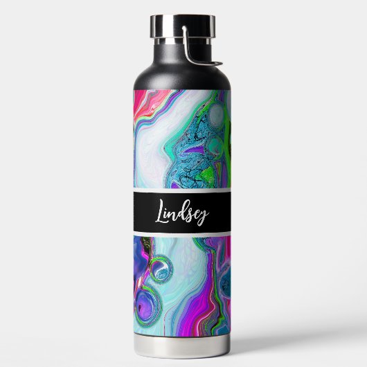 Gepersonaliseerde kleurige zwenken Marble Fluid Ar Waterfles (Links)