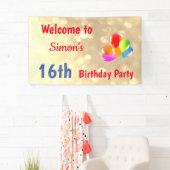 Gepersonaliseerde kleurrijke 16e verjaardag spandoek (Insitu)