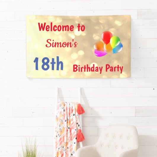 Gepersonaliseerde kleurrijke 18e verjaardag spandoek (Insitu)