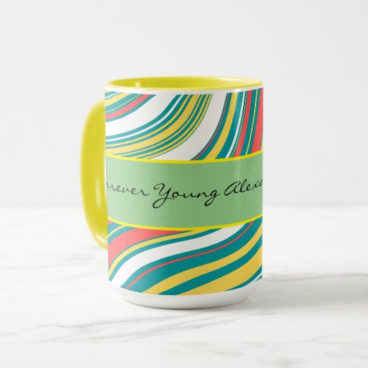 Gepersonaliseerde kleurrijke abstracte patroonverj mok (Voorkant links)