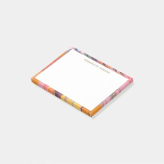 Gepersonaliseerde kleurrijke artsy Abstracte marme Post-it® Notes (Schuin)