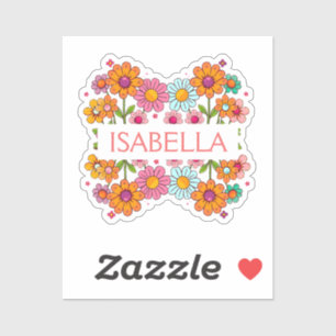 Gepersonaliseerde kleurrijke bloem sticker