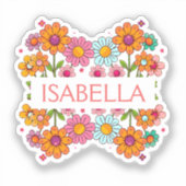 Gepersonaliseerde kleurrijke bloem sticker (Voorkant)