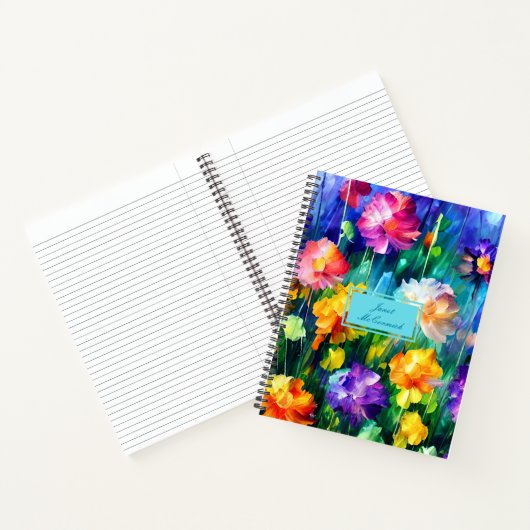 Gepersonaliseerde kleurrijke bloemen schoonheid notitieboek (Binnen)