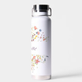 Gepersonaliseerde kleurrijke bloemen waterfles (Achterkant)