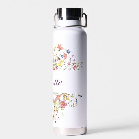 Gepersonaliseerde kleurrijke bloemen waterfles (Achterkant)